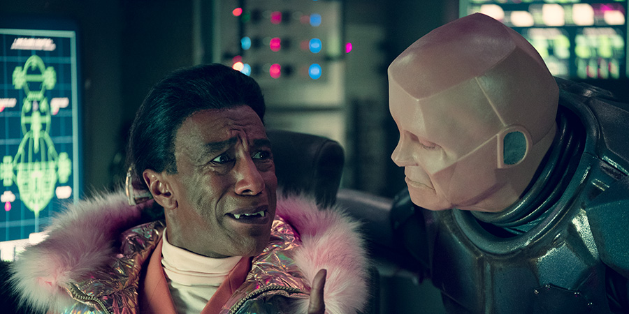 Red Dwarf. Image shows from L to R: Cat (Danny John-Jules), Kryten (Robert Llewellyn). Red Dwarf. Image shows from L to R: Cat (Danny John-Jules), Kryten (Robert Llewellyn).