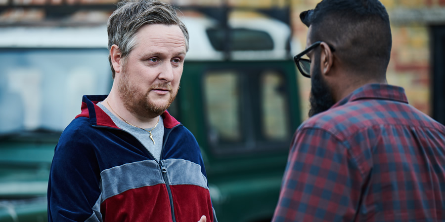 The Reluctant Landlord. Image shows from L to R: Tommy (Tim Key), Romesh (Romesh Ranganathan). Copyright: What Larks Productions. The Reluctant Landlord. Image shows from L to R: Tommy (Tim Key), Romesh (Romesh Ranganathan). Copyright: What Larks Productions.