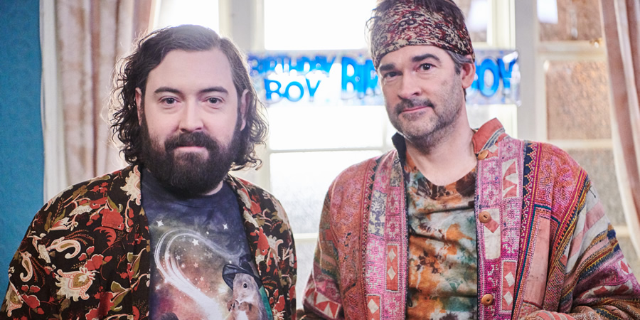 The Reluctant Landlord. Image shows from L to R: Lemon (Nick Helm), New Age Bloke (Adam Riches). Copyright: What Larks Productions. The Reluctant Landlord. Image shows from L to R: Lemon (Nick Helm), New Age Bloke (Adam Riches). Copyright: What Larks Productions.