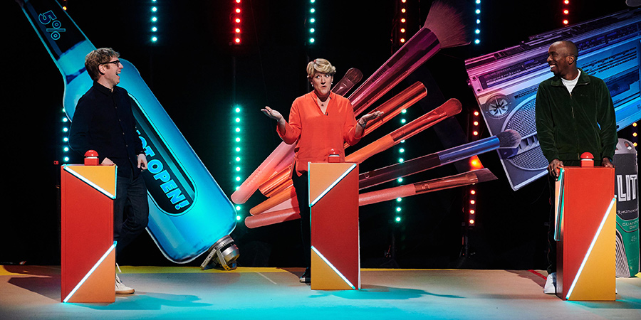 Rhod Gilbert's Growing Pains. Image shows from L to R: Josh Widdicombe, Clare Balding, Kiell Smith-Bynoe. Copyright: Rumpus Media. Rhod Gilbert's Growing Pains. Image shows from L to R: Josh Widdicombe, Clare Balding, Kiell Smith-Bynoe. Copyright: Rumpus Media.