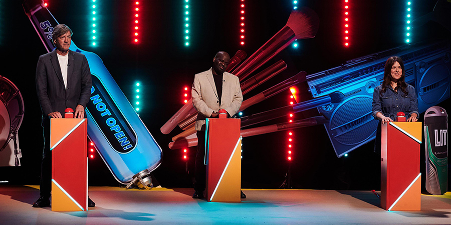 Rhod Gilbert's Growing Pains. Image shows from L to R: Richard Madeley, Daliso Chaponda, Rosie Jones. Copyright: Rumpus Media. Rhod Gilbert's Growing Pains. Image shows from L to R: Richard Madeley, Daliso Chaponda, Rosie Jones. Copyright: Rumpus Media.
