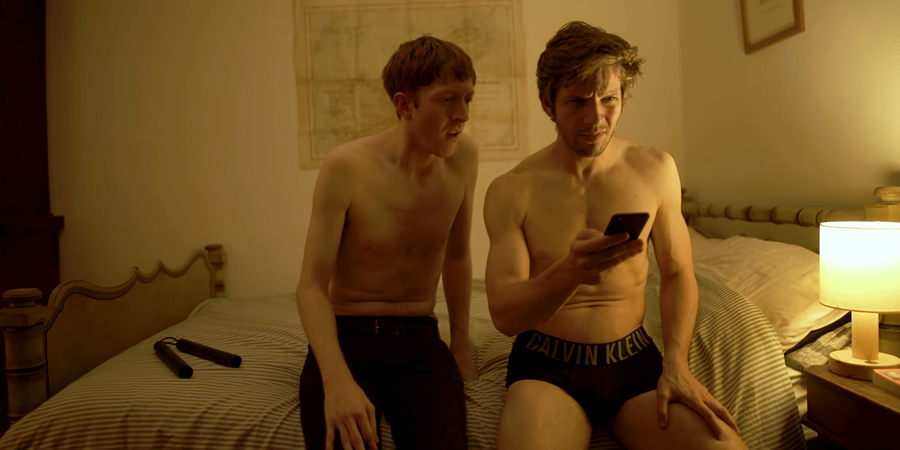 Right Now. Image shows from L to R: Rob (Robert Cawsey), Jamie (Damien Molony). Right Now. Image shows from L to R: Rob (Robert Cawsey), Jamie (Damien Molony).