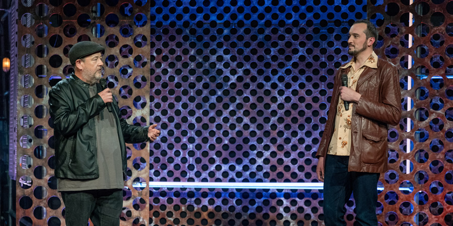 Roast Battle. Image shows from L to R: Johnny Vegas, Phil Ellis. Roast Battle. Image shows from L to R: Johnny Vegas, Phil Ellis.