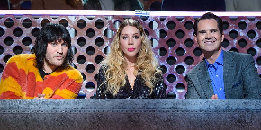 Roast Battle. Image shows from L to R: Noel Fielding, Katherine Ryan, Jimmy Carr. Roast Battle. Image shows from L to R: Noel Fielding, Katherine Ryan, Jimmy Carr.