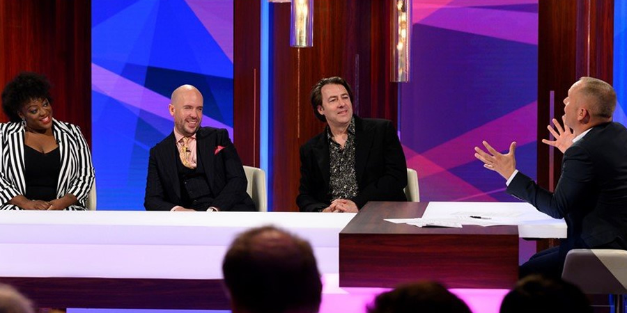 The Rob Rinder Verdict. Image shows from L to R: Judi Love, Jonathan Ross, Robert Rinder. The Rob Rinder Verdict. Image shows from L to R: Judi Love, Jonathan Ross, Robert Rinder.