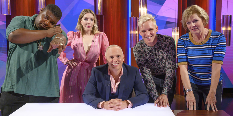 The Rob Rinder Verdict. Image shows from L to R: Big Narstie, Katherine Ryan, Robert Rinder, Jamie Laing, Anna Soubry. The Rob Rinder Verdict. Image shows from L to R: Big Narstie, Katherine Ryan, Robert Rinder, Jamie Laing, Anna Soubry.