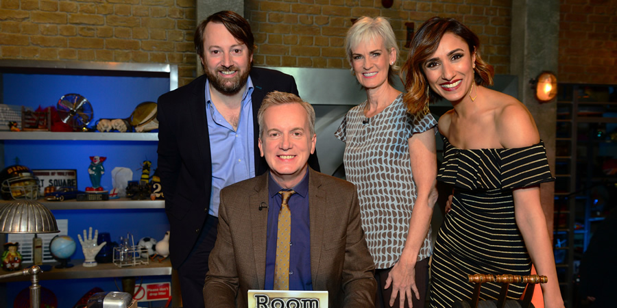Room 101. Image shows from L to R: David Mitchell, Frank Skinner, Judy Murray, Anita Rani. Copyright: Hat Trick Productions. Room 101. Image shows from L to R: David Mitchell, Frank Skinner, Judy Murray, Anita Rani. Copyright: Hat Trick Productions.