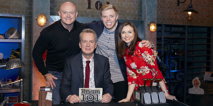 Room 101. Image shows from L to R: Ross Kemp, Frank Skinner, Rob Beckett, Sophie Ellis-Bextor. Copyright: Hat Trick Productions. Room 101. Image shows from L to R: Ross Kemp, Frank Skinner, Rob Beckett, Sophie Ellis-Bextor. Copyright: Hat Trick Productions.