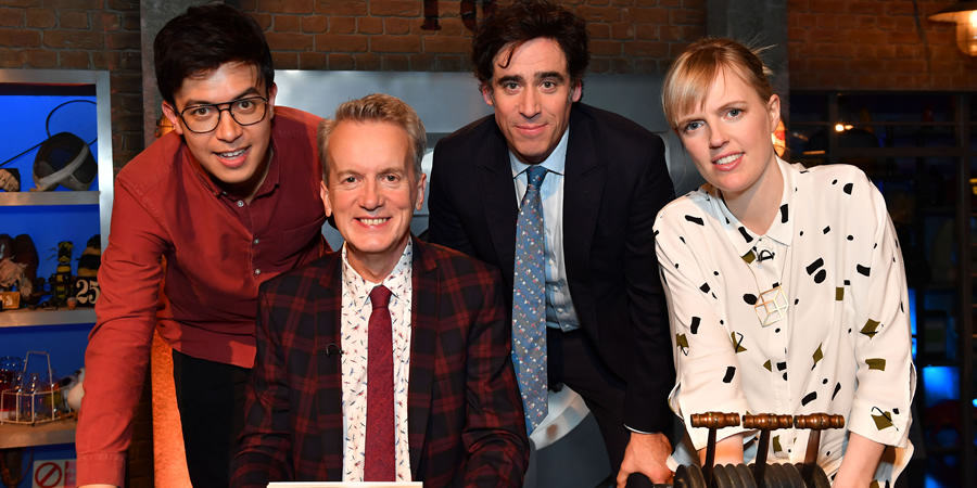 Room 101. Image shows from L to R: Phil Wang, Frank Skinner, Stephen Mangan, Holly Walsh. Copyright: Hat Trick Productions. Room 101. Image shows from L to R: Phil Wang, Frank Skinner, Stephen Mangan, Holly Walsh. Copyright: Hat Trick Productions.