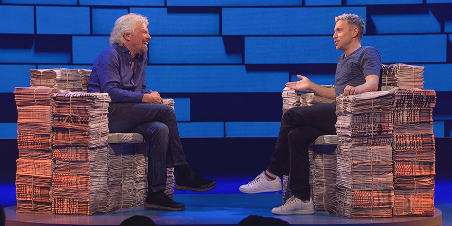The Russell Howard Hour. Image shows from L to R: Richard Branson, Russell Howard. Copyright: Avalon Television. The Russell Howard Hour. Image shows from L to R: Richard Branson, Russell Howard. Copyright: Avalon Television.