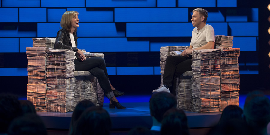 The Russell Howard Hour. Image shows from L to R: Fiona Bruce, Russell Howard. Copyright: Avalon Television. The Russell Howard Hour. Image shows from L to R: Fiona Bruce, Russell Howard. Copyright: Avalon Television.