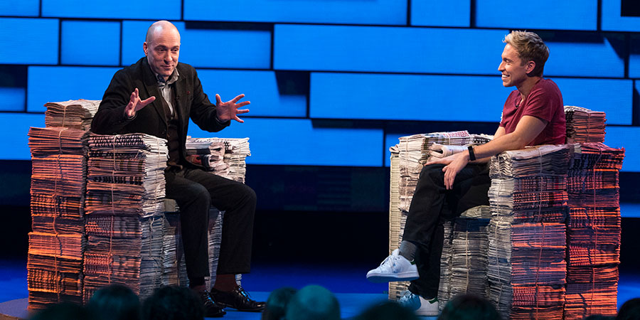 The Russell Howard Hour. Image shows from L to R: Derren Brown, Russell Howard. Copyright: Avalon Television. The Russell Howard Hour. Image shows from L to R: Derren Brown, Russell Howard. Copyright: Avalon Television.