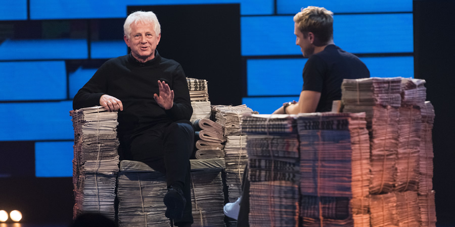 The Russell Howard Hour. Image shows from L to R: Richard Curtis, Russell Howard. Copyright: Avalon Television. The Russell Howard Hour. Image shows from L to R: Richard Curtis, Russell Howard. Copyright: Avalon Television.