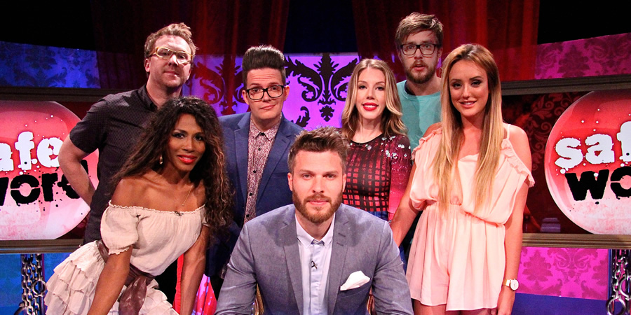 Safeword. Image shows from L to R: Jason Byrne, Sinitta, David Morgan, Rick Edwards, Katherine Ryan, Iain Stirling, Charlotte Crosby. Safeword. Image shows from L to R: Jason Byrne, Sinitta, David Morgan, Rick Edwards, Katherine Ryan, Iain Stirling, Charlotte Crosby.