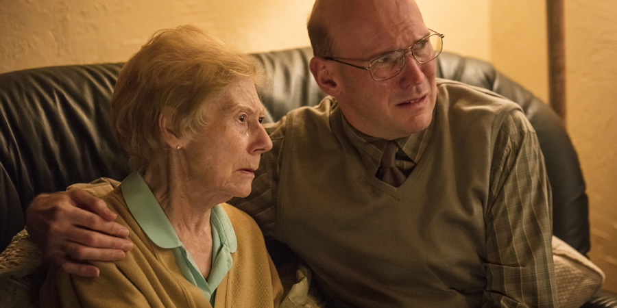 Sally4Ever. Image shows from L to R: David's Mum (Jessica Barnes), David (Alex Macqueen). Sally4Ever. Image shows from L to R: David's Mum (Jessica Barnes), David (Alex Macqueen).