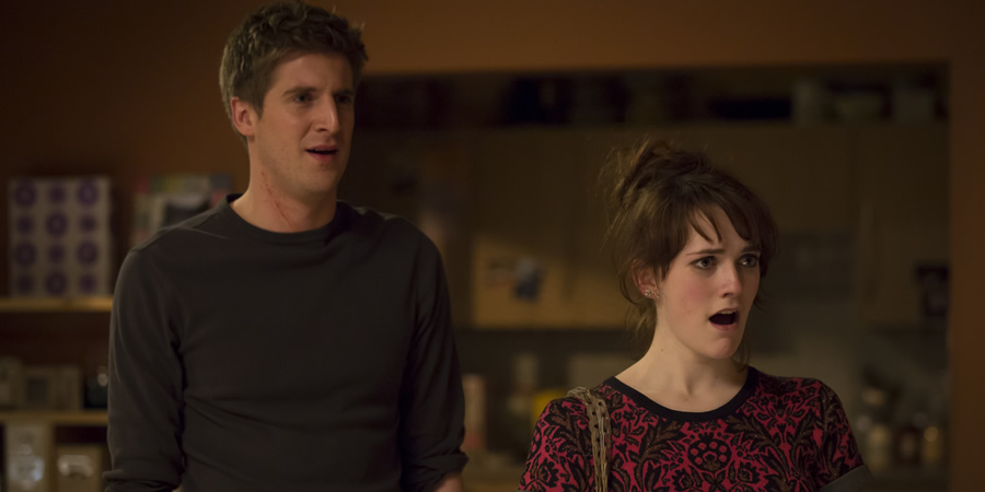 Siblings. Image shows from L to R: Dan (Tom Stourton), Hannah (Charlotte Ritchie). Copyright: Bwark Productions. Siblings. Image shows from L to R: Dan (Tom Stourton), Hannah (Charlotte Ritchie). Copyright: Bwark Productions.