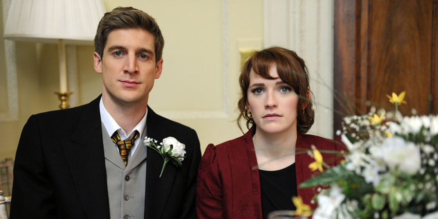 Siblings. Image shows from L to R: Dan (Tom Stourton), Hannah (Charlotte Ritchie). Copyright: Bwark Productions. Siblings. Image shows from L to R: Dan (Tom Stourton), Hannah (Charlotte Ritchie). Copyright: Bwark Productions.