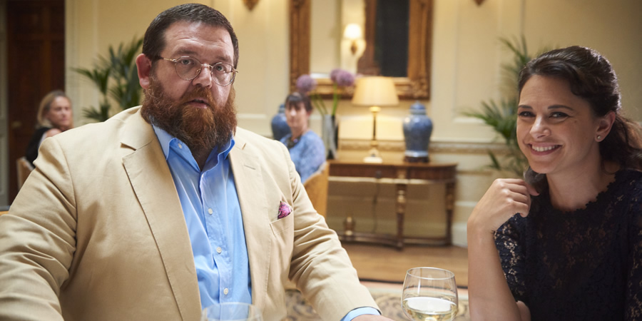 Sick Note. Image shows from L to R: Dr Iain Glennis (Nick Frost), Annette Glennis (Belinda Stewart-Wilson). Copyright: King Bert Productions. Sick Note. Image shows from L to R: Dr Iain Glennis (Nick Frost), Annette Glennis (Belinda Stewart-Wilson). Copyright: King Bert Productions.