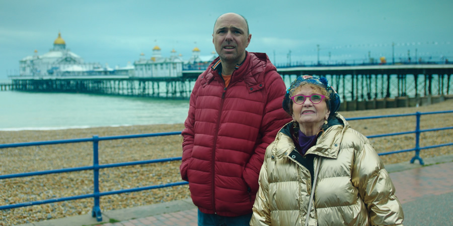 Sick Of It. Image shows from L to R: Karl (Karl Pilkington), Auntie Norma (Sondra James). Sick Of It. Image shows from L to R: Karl (Karl Pilkington), Auntie Norma (Sondra James).