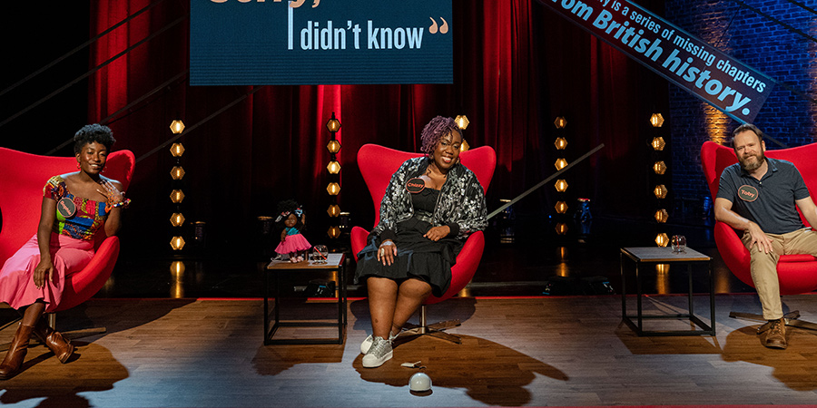 Sorry, I Didn't Know. Image shows from L to R: Sophie Duker, Chizzy Akudolu, Toby Williams. Copyright: Triforce Productions. Sorry, I Didn't Know. Image shows from L to R: Sophie Duker, Chizzy Akudolu, Toby Williams. Copyright: Triforce Productions.