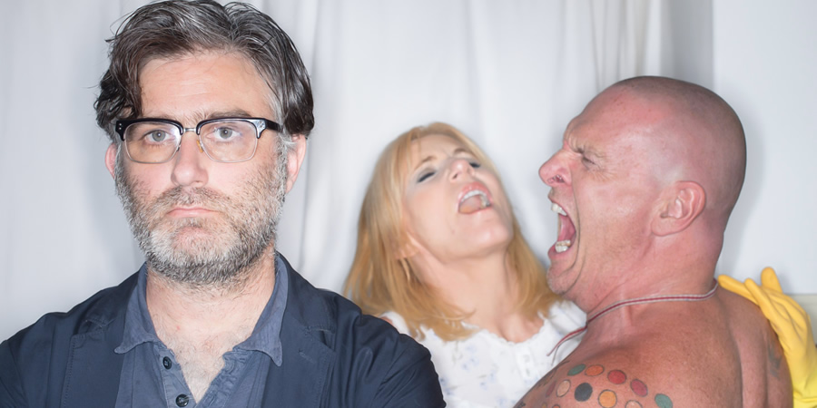 Sparebnb. Image shows from L to R: Derek (Dylan Harvey), Jill (Michelle Collins), Gary (Tony Pitts). Sparebnb. Image shows from L to R: Derek (Dylan Harvey), Jill (Michelle Collins), Gary (Tony Pitts).