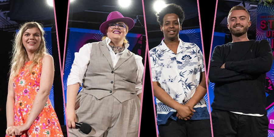 Stand Up For Live Comedy. Image shows from L to R: Lauren Pattison, Jayde Adams, Mo Omar, Tom Lucy. Stand Up For Live Comedy. Image shows from L to R: Lauren Pattison, Jayde Adams, Mo Omar, Tom Lucy.