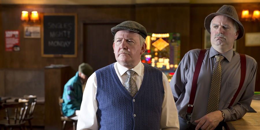 Still Game. Image shows from L to R: Jack Jarvis (Ford Kiernan), Victor McDade (Greg Hemphill). Copyright: The Comedy Unit. Still Game. Image shows from L to R: Jack Jarvis (Ford Kiernan), Victor McDade (Greg Hemphill). Copyright: The Comedy Unit.