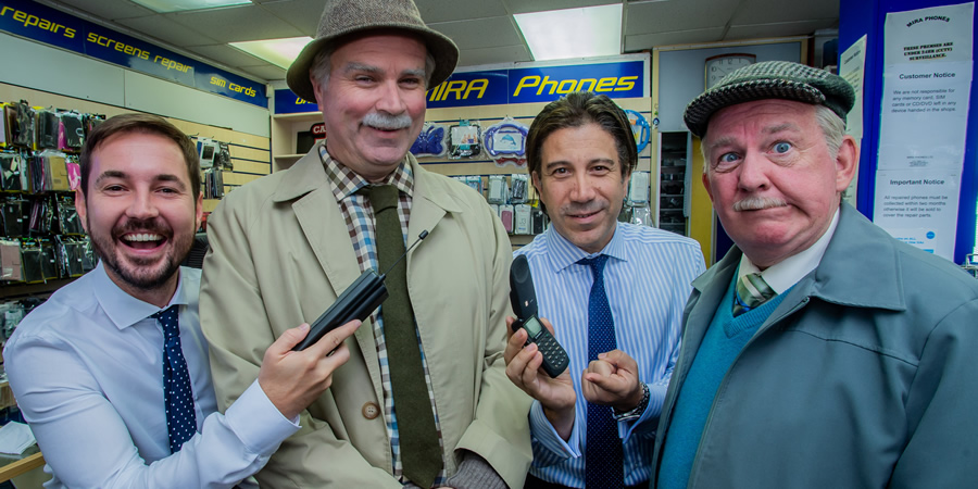 Still Game. Image shows from L to R: Phone Shop Assistant (Martin Compston), Victor McDade (Greg Hemphill), Phone Shop Assistant (Gianni Capaldi), Jack Jarvis (Ford Kiernan). Still Game. Image shows from L to R: Phone Shop Assistant (Martin Compston), Victor McDade (Greg Hemphill), Phone Shop Assistant (Gianni Capaldi), Jack Jarvis (Ford Kiernan).