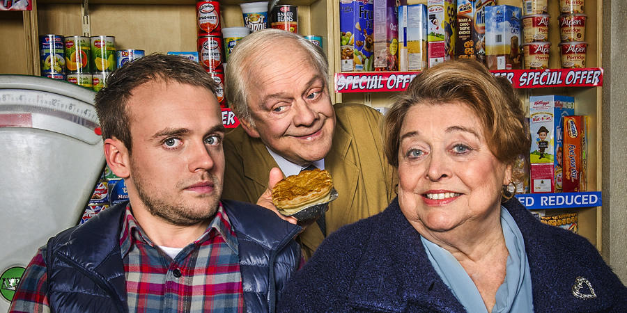 Still Open All Hours. Image shows from L to R: Leroy (James Baxter), Granville (David Jason), Nurse Gladys Emmanuel (Lynda Baron). Copyright: BBC. Still Open All Hours. Image shows from L to R: Leroy (James Baxter), Granville (David Jason), Nurse Gladys Emmanuel (Lynda Baron). Copyright: BBC.