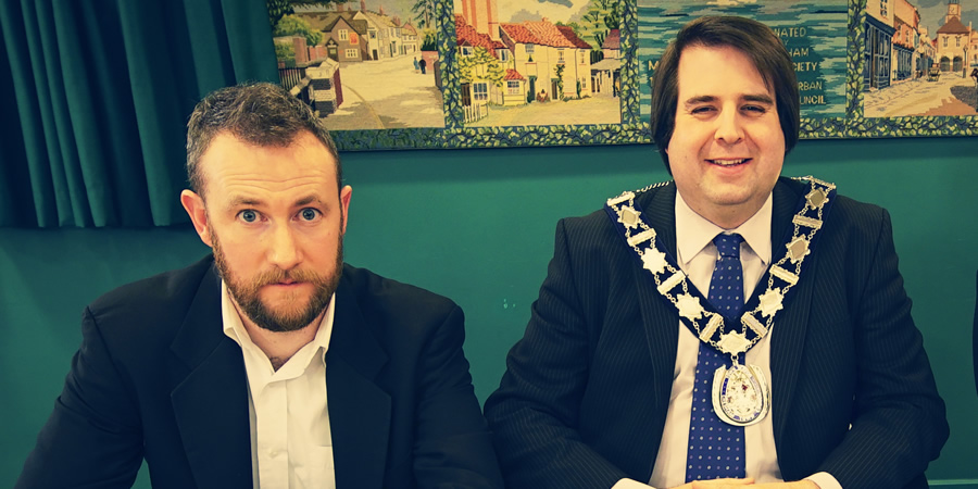 Taskmaster. Image shows from L to R: Alex Horne, Peter Hudson. Copyright: Avalon Television. Taskmaster. Image shows from L to R: Alex Horne, Peter Hudson. Copyright: Avalon Television.