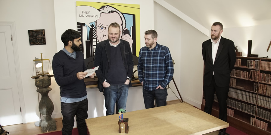 Taskmaster. Image shows from L to R: Paul Chowdhry, Al Murray, Dave Gorman, Alex Horne. Copyright: Avalon Television. Taskmaster. Image shows from L to R: Paul Chowdhry, Al Murray, Dave Gorman, Alex Horne. Copyright: Avalon Television.