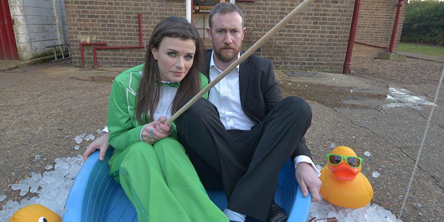 Taskmaster. Image shows from L to R: Aisling Bea, Alex Horne. Copyright: Avalon Television. Taskmaster. Image shows from L to R: Aisling Bea, Alex Horne. Copyright: Avalon Television.