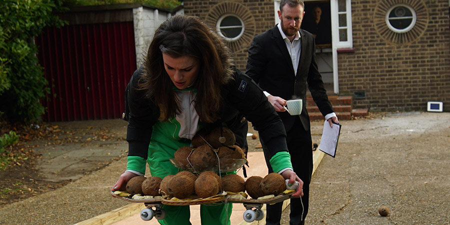 Taskmaster. Image shows from L to R: Aisling Bea, Alex Horne. Copyright: Avalon Television. Taskmaster. Image shows from L to R: Aisling Bea, Alex Horne. Copyright: Avalon Television.