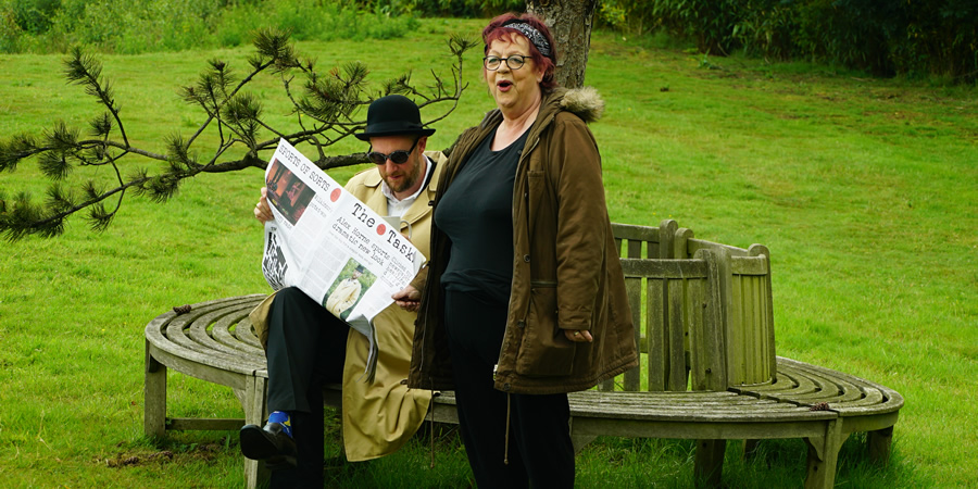 Taskmaster. Image shows from L to R: Alex Horne, Jo Brand. Copyright: Avalon Television. Taskmaster. Image shows from L to R: Alex Horne, Jo Brand. Copyright: Avalon Television.