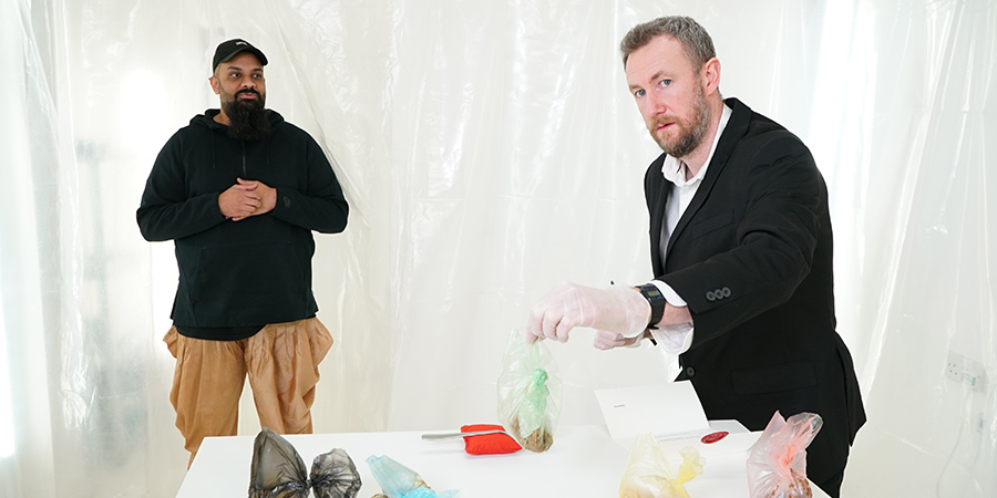 Taskmaster. Image shows from L to R: Guz Khan, Alex Horne. Copyright: Avalon Television. Taskmaster. Image shows from L to R: Guz Khan, Alex Horne. Copyright: Avalon Television.