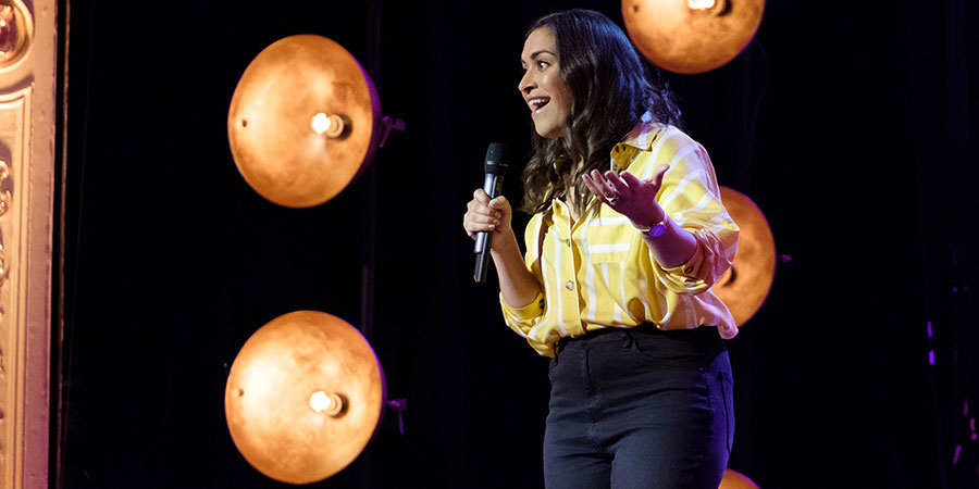 The Big Asian Stand-Up. Emily Lloyd Saini. Copyright: BBC. The Big Asian Stand-Up. Emily Lloyd Saini. Copyright: BBC.