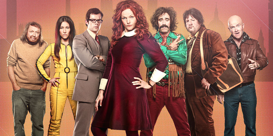 The Comic Strip Presents.... Image shows from L to R: Bob Harris (Peter Richardson), Wendi Deng (Eleanor Matsuura), Andy Coulson (Russell Tovey), Rebekah (Maxine Peake), Tony Blair (Stephen Mangan), Johnny Bristol (Johnny Vegas), Ross Kemp (Harry Enfield). Copyright: Comic Strip Productions. The Comic Strip Presents.... Image shows from L to R: Bob Harris (Peter Richardson), Wendi Deng (Eleanor Matsuura), Andy Coulson (Russell Tovey), Rebekah (Maxine Peake), Tony Blair (Stephen Mangan), Johnny Bristol (Johnny Vegas), Ross Kemp (Harry Enfield). Copyright: Comic Strip Productions.