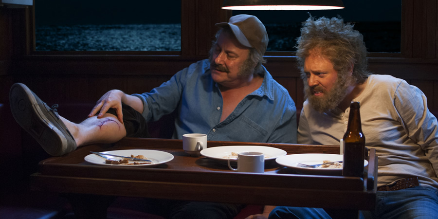 The Keith & Paddy Picture Show. Image shows from L to R: Quint (Stephen Tompkinson), Hooper (Leigh Francis). Copyright: Talkback. The Keith & Paddy Picture Show. Image shows from L to R: Quint (Stephen Tompkinson), Hooper (Leigh Francis). Copyright: Talkback.