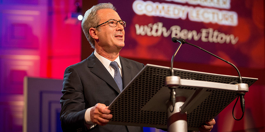The Ronnie Barker Comedy Lecture. Ben Elton. Copyright: BBC. The Ronnie Barker Comedy Lecture. Ben Elton. Copyright: BBC.