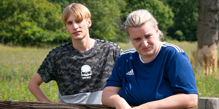 This Country. Image shows from L to R: Lee 'Kurtan' Mucklowe (Charlie Cooper), Kerry Mucklowe (Daisy May Cooper). This Country. Image shows from L to R: Lee 'Kurtan' Mucklowe (Charlie Cooper), Kerry Mucklowe (Daisy May Cooper).