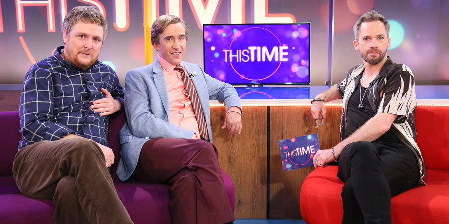 This Time With Alan Partridge. Image shows from L to R: Simon Denton (Tim Key), Alan Partridge (Steve Coogan), Tommy Chaucer (Seb Cardinal). Copyright: Baby Cow Productions. This Time With Alan Partridge. Image shows from L to R: Simon Denton (Tim Key), Alan Partridge (Steve Coogan), Tommy Chaucer (Seb Cardinal). Copyright: Baby Cow Productions.