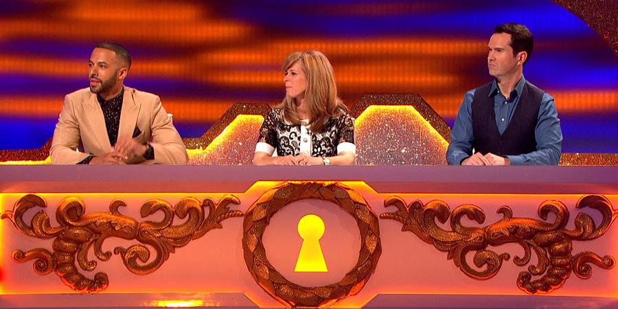 Through The Keyhole. Image shows from L to R: Marvin Humes, Kate Garraway, Jimmy Carr. Copyright: Talkback. Through The Keyhole. Image shows from L to R: Marvin Humes, Kate Garraway, Jimmy Carr. Copyright: Talkback.