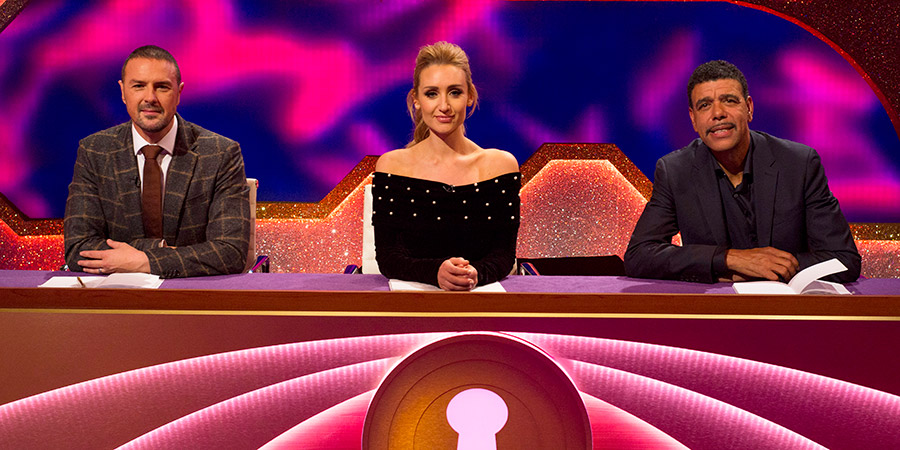 Through The Keyhole. Image shows from L to R: Paddy McGuinness, Catherine Tyldesley, Chris Kamara. Copyright: Talkback. Through The Keyhole. Image shows from L to R: Paddy McGuinness, Catherine Tyldesley, Chris Kamara. Copyright: Talkback.
