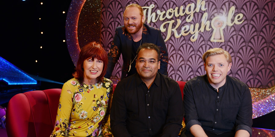 Through The Keyhole. Image shows from L to R: Janet Street-Porter, Leigh Francis, Krishnan Guru-Murthy, Rob Beckett. Copyright: Talkback. Through The Keyhole. Image shows from L to R: Janet Street-Porter, Leigh Francis, Krishnan Guru-Murthy, Rob Beckett. Copyright: Talkback.