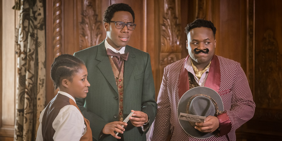 Timewasters. Image shows from L to R: Lauren (Adelayo Adedayo), Nick (Daniel Lawrence Taylor), Horace (Samson Kayo). Copyright: Big Talk Productions. Timewasters. Image shows from L to R: Lauren (Adelayo Adedayo), Nick (Daniel Lawrence Taylor), Horace (Samson Kayo). Copyright: Big Talk Productions.