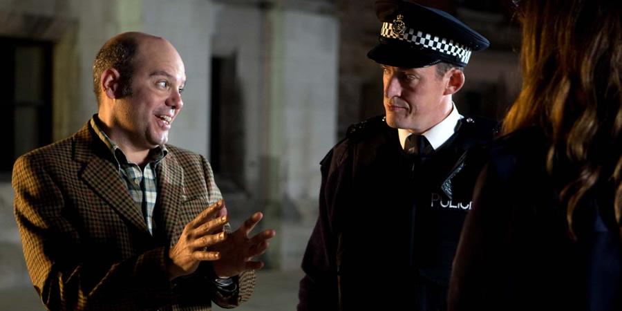 The Increasingly Poor Decisions Of Todd Margaret. Image shows from L to R: Todd Margaret (David Cross), Police Officer (Dominic Coleman). Copyright: RDF Television / Merman. The Increasingly Poor Decisions Of Todd Margaret. Image shows from L to R: Todd Margaret (David Cross), Police Officer (Dominic Coleman). Copyright: RDF Television / Merman.