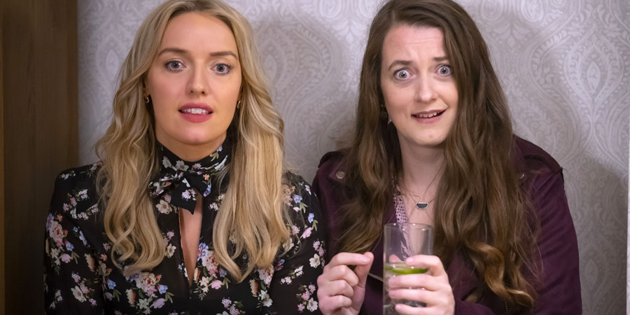 Two Doors Down. Image shows from L to R: Michelle (Joy McAvoy), Louise (Sophie Stone). Two Doors Down. Image shows from L to R: Michelle (Joy McAvoy), Louise (Sophie Stone).