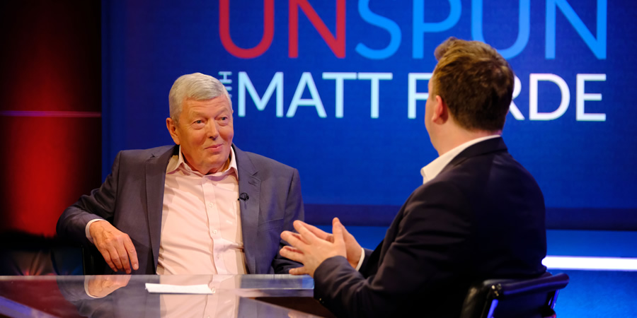 Unspun With Matt Forde. Image shows from L to R: Alan Johnson, Matt Forde. Copyright: Avalon Television. Unspun With Matt Forde. Image shows from L to R: Alan Johnson, Matt Forde. Copyright: Avalon Television.