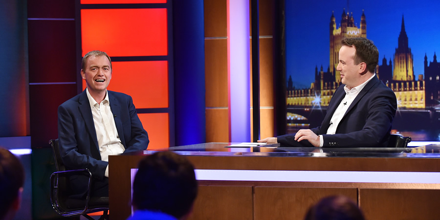 Unspun With Matt Forde. Image shows from L to R: Tim Farron, Matt Forde. Copyright: Avalon Television. Unspun With Matt Forde. Image shows from L to R: Tim Farron, Matt Forde. Copyright: Avalon Television.