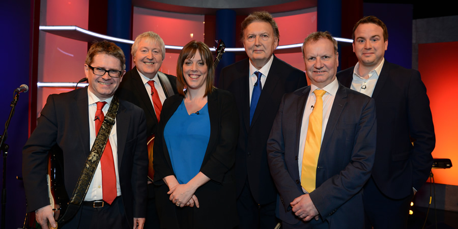 Unspun With Matt Forde. Image shows from L to R: Kevin Brennan, Ian Cawsey, Jess Phillips, Greg Knight, Pete Wishart, Matt Forde. Copyright: Avalon Television. Unspun With Matt Forde. Image shows from L to R: Kevin Brennan, Ian Cawsey, Jess Phillips, Greg Knight, Pete Wishart, Matt Forde. Copyright: Avalon Television.